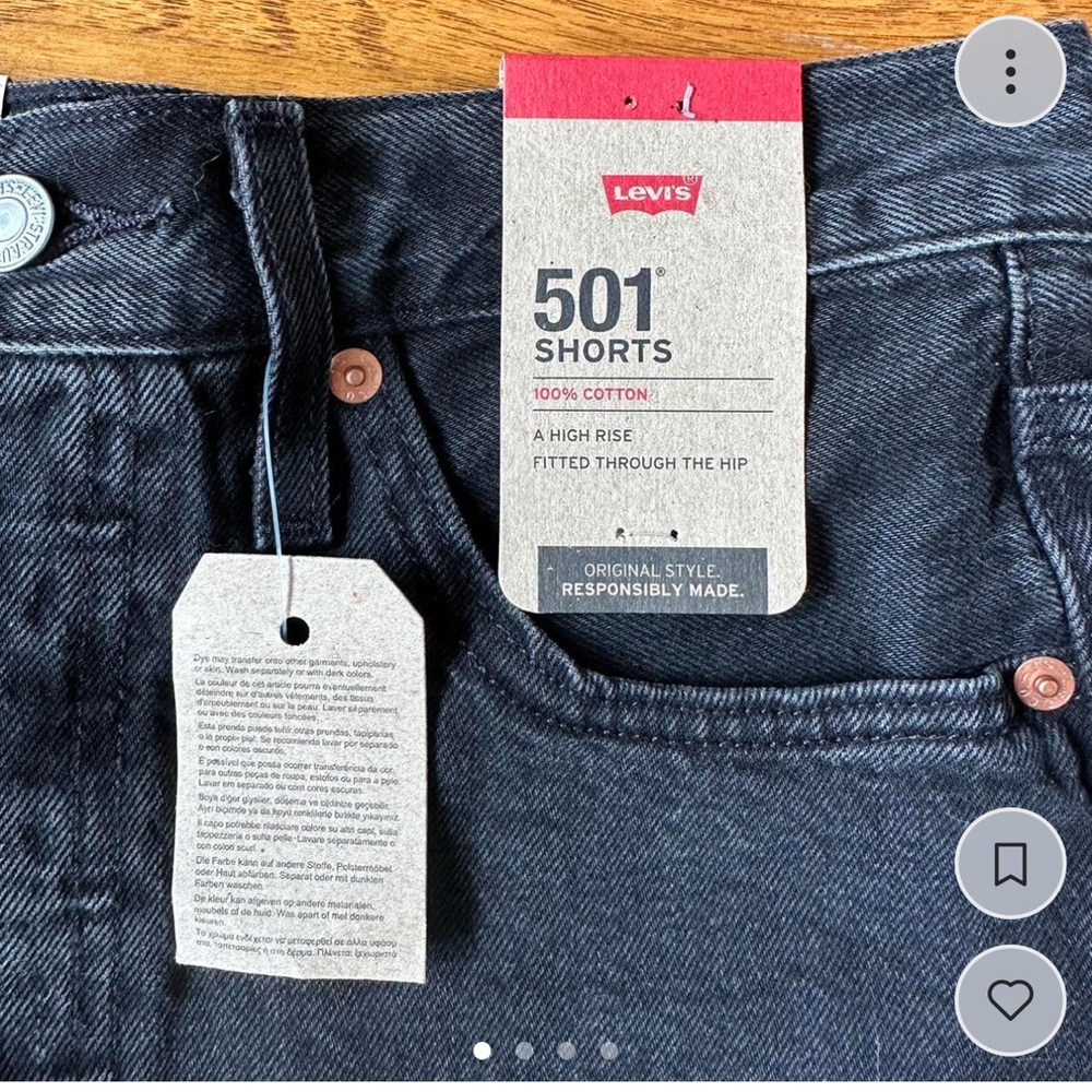 Levi’s 501 Shorts, Black NWT